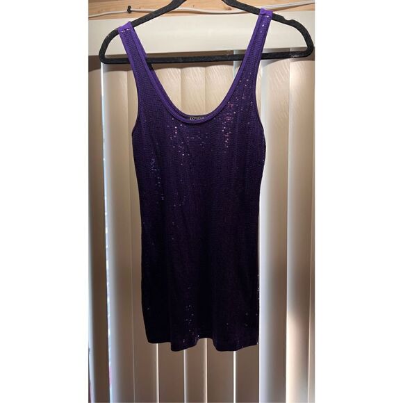 EXPRESS PURPLE SEQUENS TANK TOP SIZE MEDIUM - Picture 2 of 10